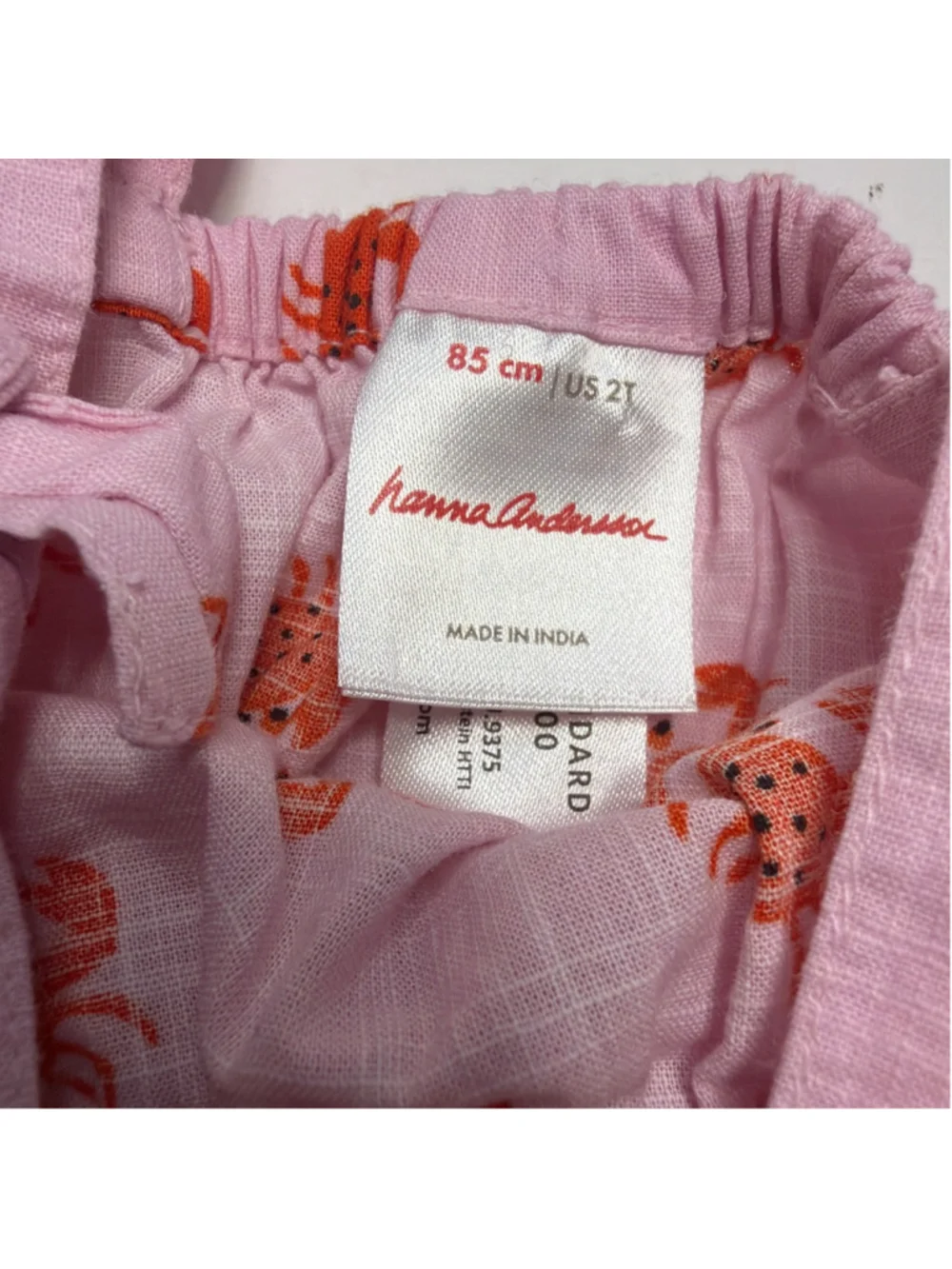 Girls Hanna Andersson Tank Top 2T Pink Orange Summer Crab Print Beach Resort